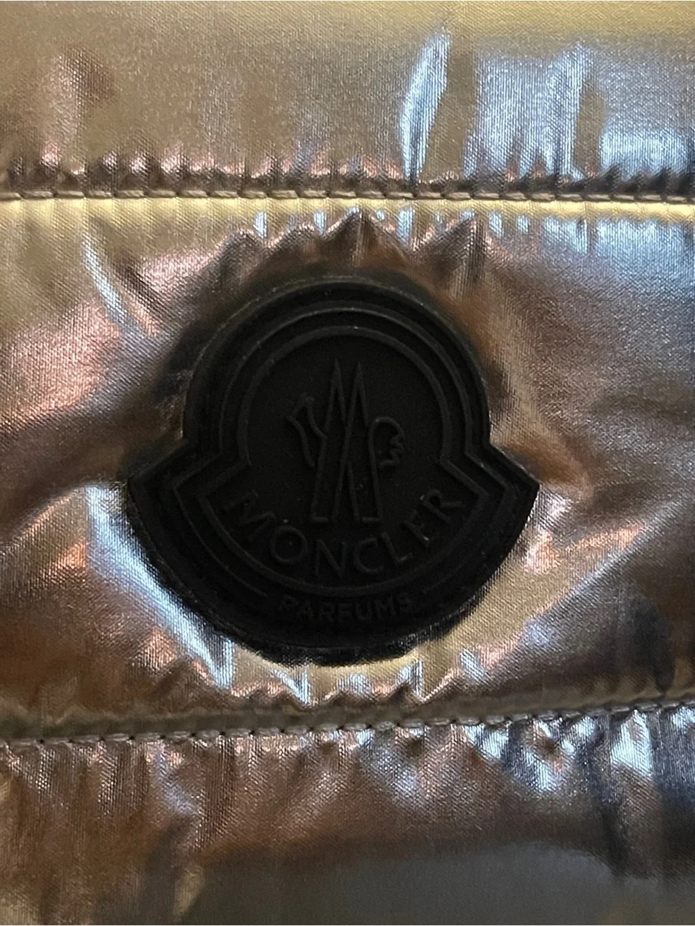 MONCLER PARFUMS SILVER GWP NOVELTY Puffer Quilted Pouch NEW UNISEX